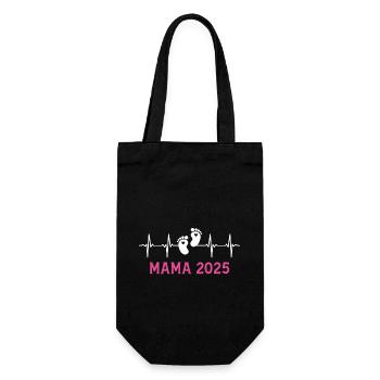 Mama 2025 Herzschlag Werdende Mutter - Geschenkbeutel für Flaschen - Schwarz - Vorne