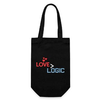 Love Greater Than Logic Design - Gift Bag for Bottles - black - Front