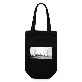 Industrial Steam Landscape Retro - Gift Bag for Bottles - black - Front
