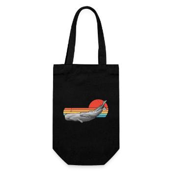 Pottwal Retro Sonnenuntergang - Geschenkbeutel für Flaschen - Schwarz - Vorne