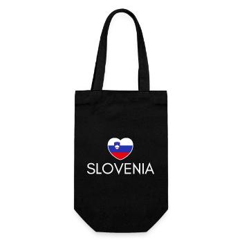 Herz mit slowenischer Flagge, ich liebe Slowenien - Geschenkbeutel für Flaschen - Schwarz - Vorne