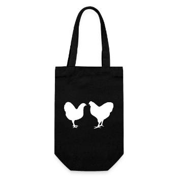 Hühner Fans -  Hahn - Gockel - Küken - Wyandotten - Geschenkbeutel für Flaschen - Schwarz - Vorne