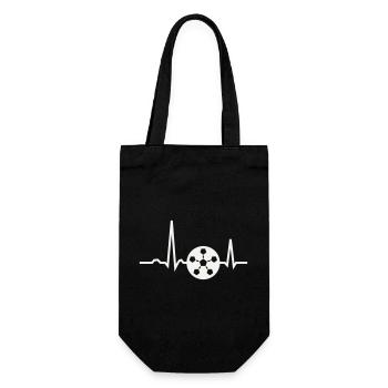Fußball Herzschlag EKG Linie Fußballfan Geschenk - Geschenkbeutel für Flaschen - Schwarz - Vorne