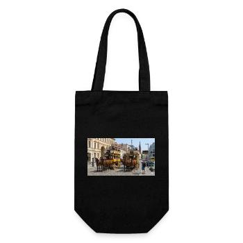 Historische Pferdeomnibusse in Berlin Spandau - Geschenkbeutel für Flaschen - Schwarz - Vorne