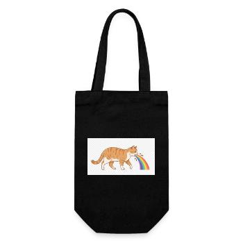 Chat crachant arc-en-ciel - Sac à bouteille - noir - Devant