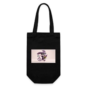 Cute fluffy purple 3D character holding a green gi - Geschenkbeutel für Flaschen - Schwarz - Vorne
