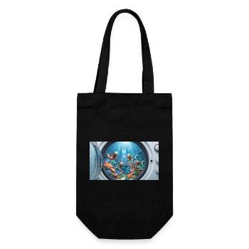 Surreal underwater world inside a washing machine  - Geschenkbeutel für Flaschen - Schwarz - Vorne