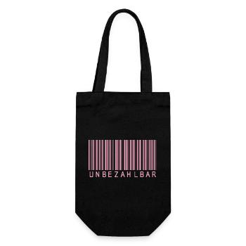 Barcode Rosa "UNBEZAHLBAR"  - Geschenkbeutel für Flaschen - Schwarz - Vorne