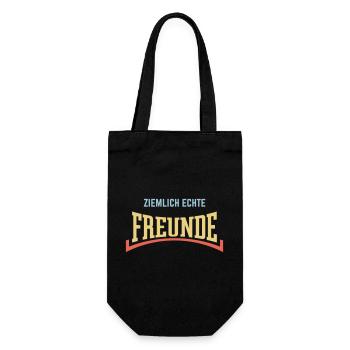 Ziemlich Echte Freunde (Freundschaft / Konkav / 3) - Geschenkbeutel für Flaschen - Schwarz - Vorne