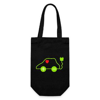 Green E-Car Heart Design - Gift Bag for Bottles - black - Front