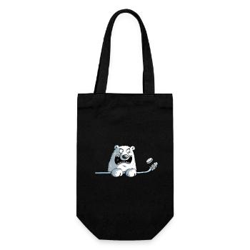 Cooler Eisbär Mit Eishockeyschläger I Eishockey - Geschenkbeutel für Flaschen - Schwarz - Vorne
