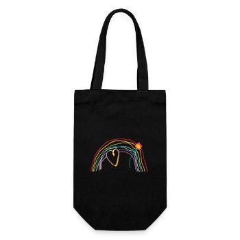Rainbow with heart and flower - Gift Bag for Bottles - black - Front
