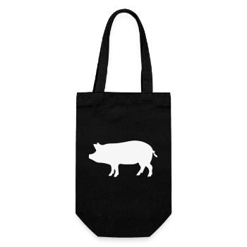 Schwein / 1c - Geschenkbeutel für Flaschen - Schwarz - Vorne