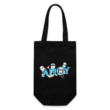 cute animals with English sailor greeting Ahoy - Gift Bag for Bottles - black - Front