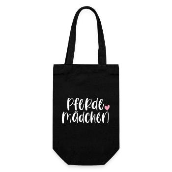 Pferde Pferdemädchen Pferd Reiten Geschenk - Geschenkbeutel für Flaschen - Schwarz - Vorne