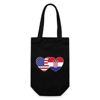 USA Croatia Flag Heart - Gift Bag for Bottles - black - Front