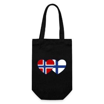 Norwegen Finnland Flagge Herz - Geschenkbeutel für Flaschen - Schwarz - Vorne