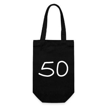 50.Geburtstag fünfzig Zahl weiß - Geschenkbeutel für Flaschen - Schwarz - Vorne