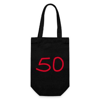 50.Geburtstag fünfzig Zahl weiß - Geschenkbeutel für Flaschen - Schwarz - Vorne