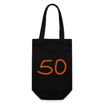 50.Geburtstag fünfzig Zahl orangen - Geschenkbeutel für Flaschen - Schwarz - Vorne