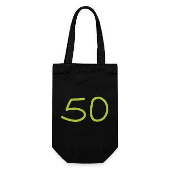 50.Geburtstag fünfzig Zahl grün - Geschenkbeutel für Flaschen - Schwarz - Vorne