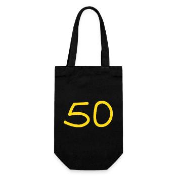 50.Geburtstag fünfzig gelbe Zahl - Geschenkbeutel für Flaschen - Schwarz - Vorne