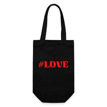 #Love Liebe Lieblingsmensch Valentinstag - Geschenkbeutel für Flaschen - Schwarz - Vorne