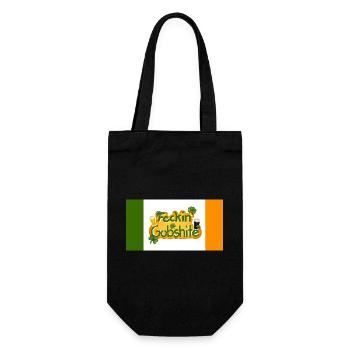"Feckin' Gobshite" Ireland Flag, Irish Insult - Gift Bag for Bottles - black - Front