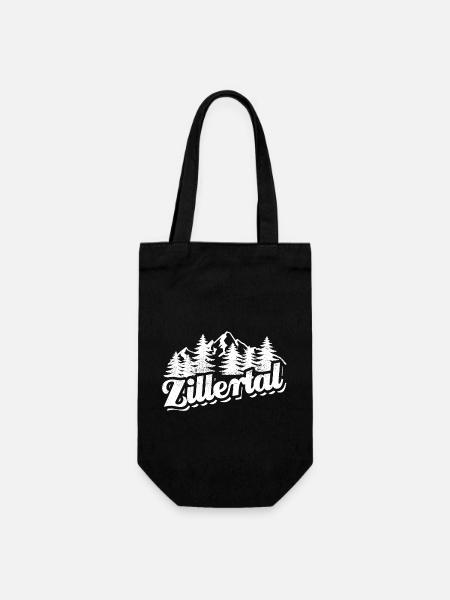 Zillertal - Wald und Berge Wandern Erholung - Geschenkbeutel für Flaschen - Schwarz
