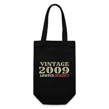 2009 Vintage: 15th Anniversary Unique Retro Gift - Gift Bag for Bottles - black - Front