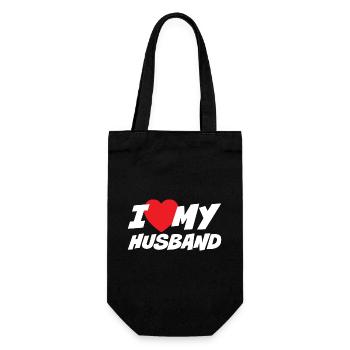 Ich liebe meinen Mann - Geschenkbeutel für Flaschen - Schwarz - Vorne