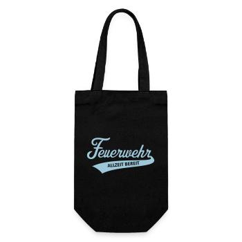 Feuerwehr – Allzeit Bereit (Feuerwehrmann Skyblue) - Geschenkbeutel für Flaschen - Schwarz - Vorne