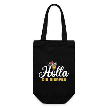 Holla die Bierfee - Biertrinker - Männertag - Geschenkbeutel für Flaschen - Schwarz - Vorne