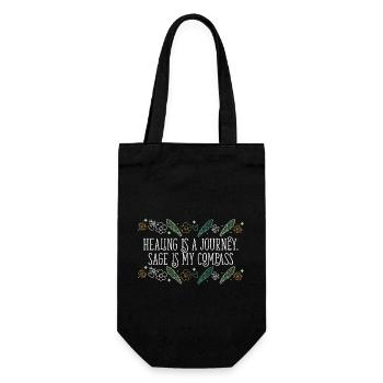 Healing Is A Journey Sage Is My Compass Smudge - Geschenkbeutel für Flaschen - Schwarz - Vorne