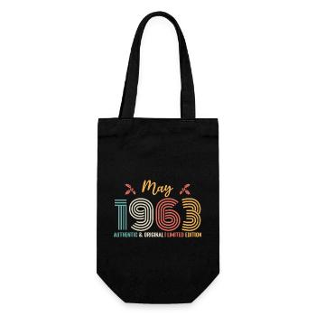 Mai 1963 Geburtstag Mai 1963 Retro - Geschenkbeutel für Flaschen - Schwarz - Vorne