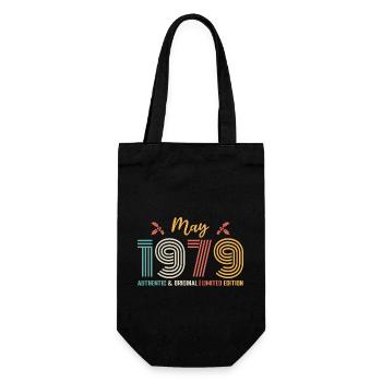 Mai 1979 Geburtstag Mai 1979 Retro - Geschenkbeutel für Flaschen - Schwarz - Vorne