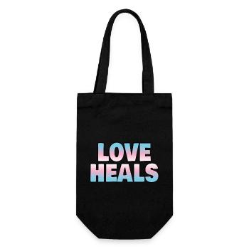 Liebe heilt Trans-Flaggenfarben - Geschenkbeutel für Flaschen - Schwarz - Vorne