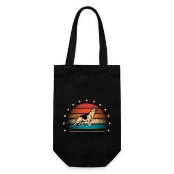 Retro Deutscher Schäferhund Besitzer Hund Liebhaber Deutscher Schäferhund - Geschenkbeutel für Flaschen - Schwarz - Vorne