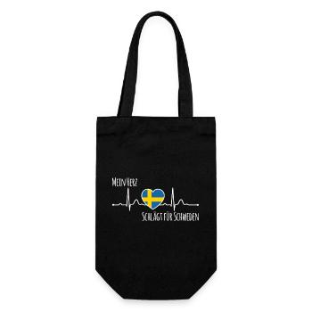 Mein Herz schlägt für Schweden Skandinavien - Geschenkbeutel für Flaschen - Schwarz - Vorne