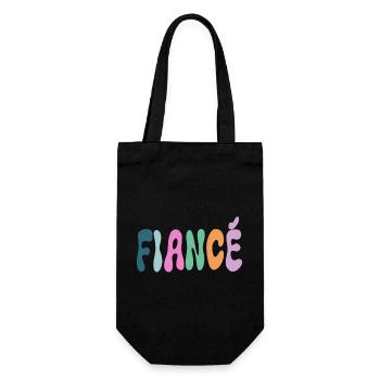 Fiance Pastel Lettering - Gift Bag for Bottles - black - Front