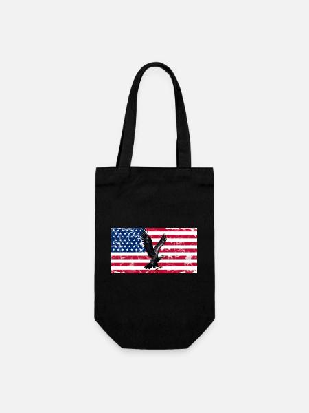 Aigle de la Liberté sur le drapeau américain - Sac à bouteille - noir