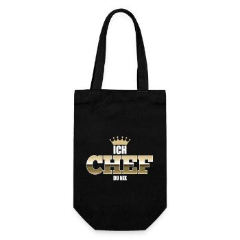 Ich Chef - du nix - Bester Chef Sprüche - Geschenkbeutel für Flaschen - Schwarz - Vorne