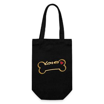 Os de chien avec cœur et lettrage Love - Sac à bouteille - noir - Devant
