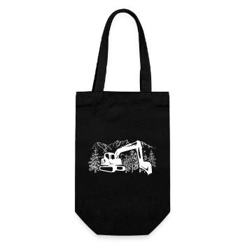 Bagger Silhouette Baugeräteführer Arbeit - Geschenkbeutel für Flaschen - Schwarz - Vorne
