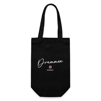 Drammen - Norway Flag Lettering - Norge - Norwegen - Geschenkbeutel für Flaschen - Schwarz - Vorne