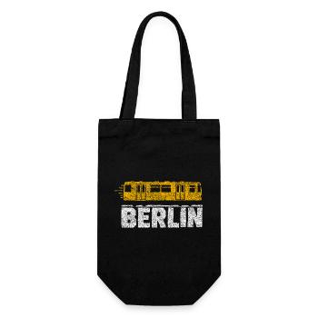 Berliner Straßenbahn Grafik - Geschenkbeutel für Flaschen - Schwarz - Vorne