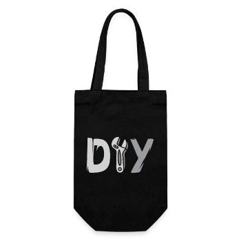 DIY Design – Werkzeug Logo für Heimwerker Bastler - Geschenkbeutel für Flaschen - Schwarz - Vorne