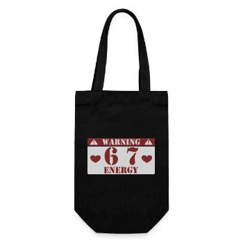 Warnung 6 7 Energie Spaß 67 Nummer 6-7 6 7 Sechs S - Geschenkbeutel für Flaschen - Schwarz - Vorne