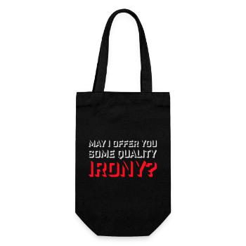 May I Offer You Some Quality Irony Lustiger Spruch - Gift Bag for Bottles - black - Front