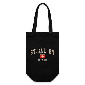 St. Gallen Schweiz Vintage Logo - Geschenkbeutel für Flaschen - Schwarz - Vorne
